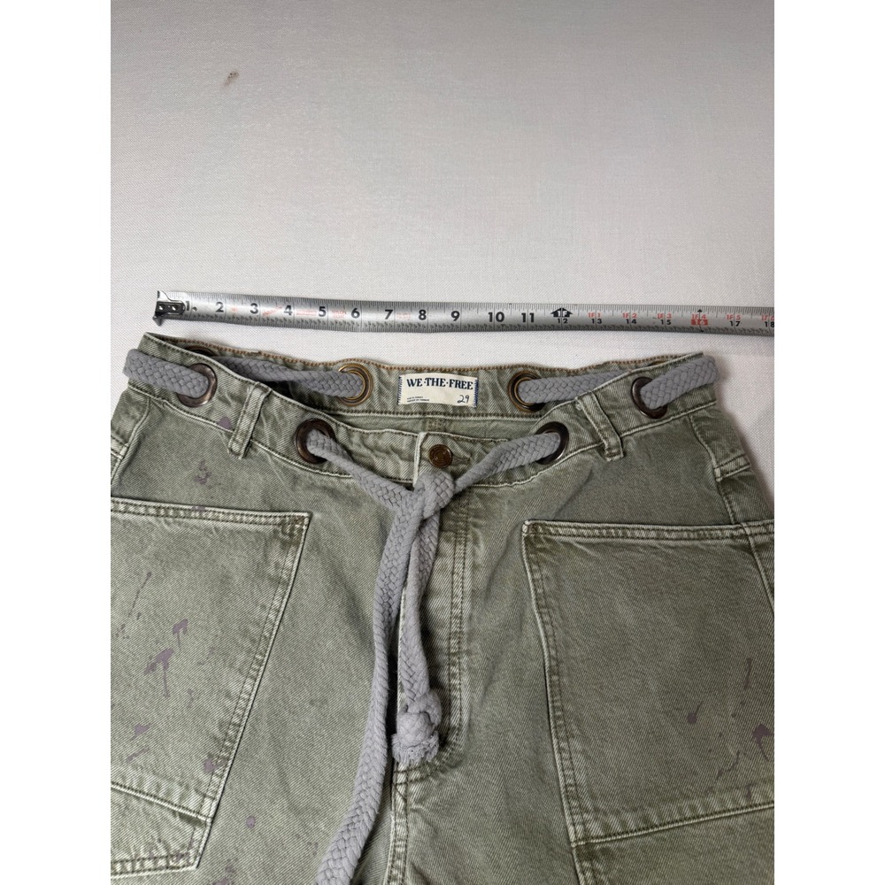 We The Free People Tinsley Patchwork Carpenter Pants Olive Green 29 Wide Leg - Picture 6 of 8